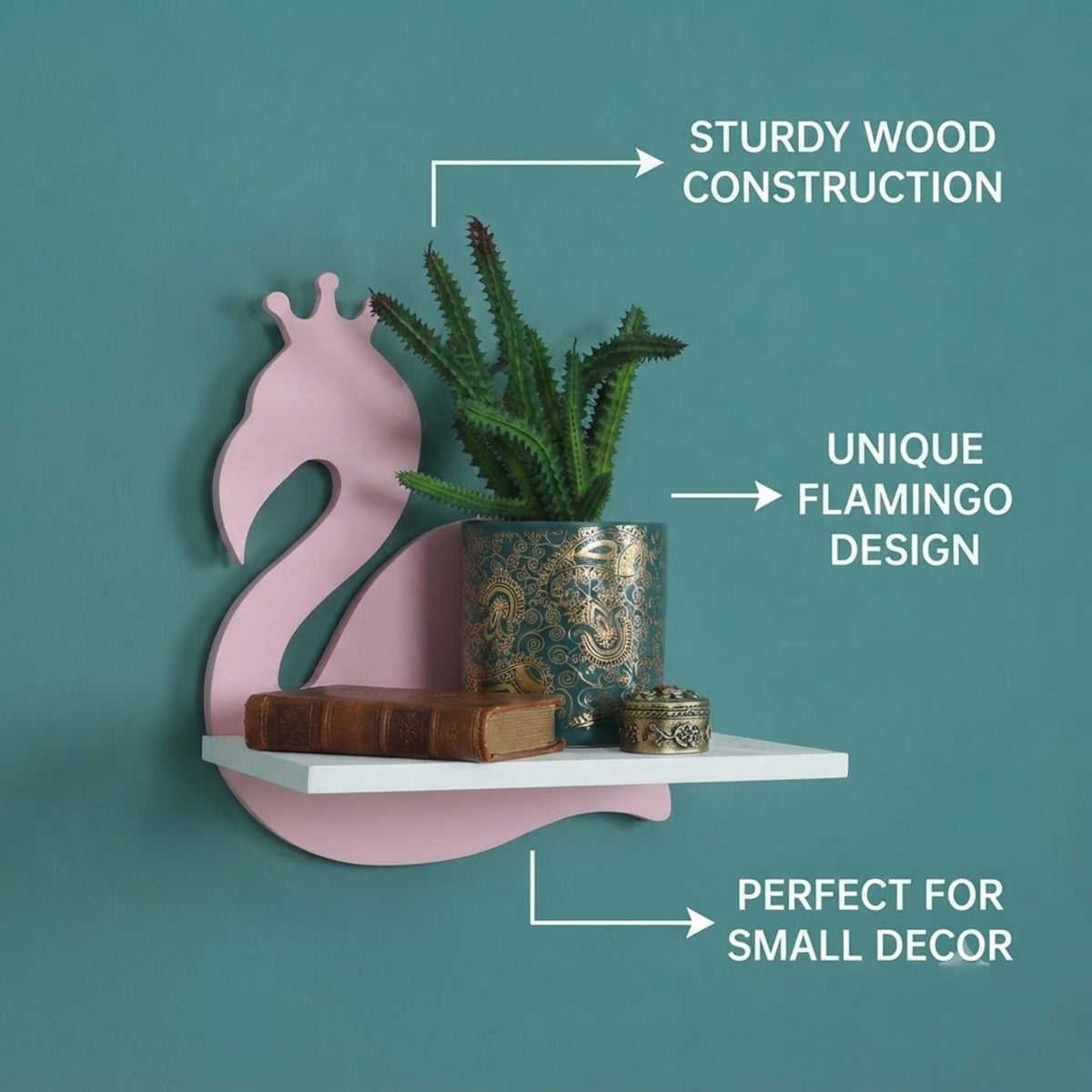 Wooden Flamingo Shelf
