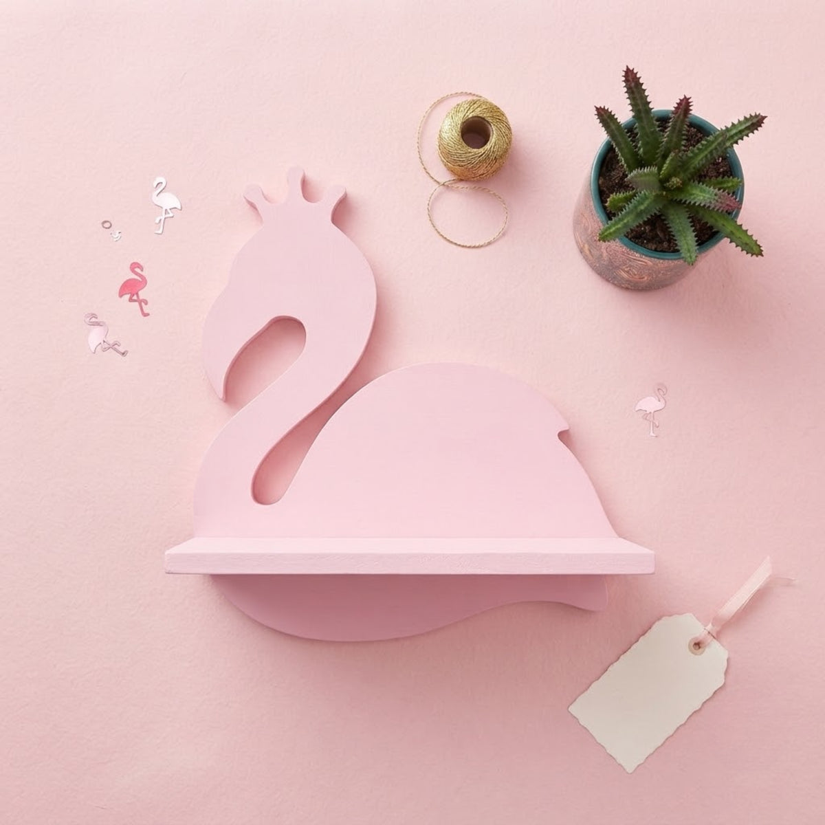 Wooden Flamingo Shelf