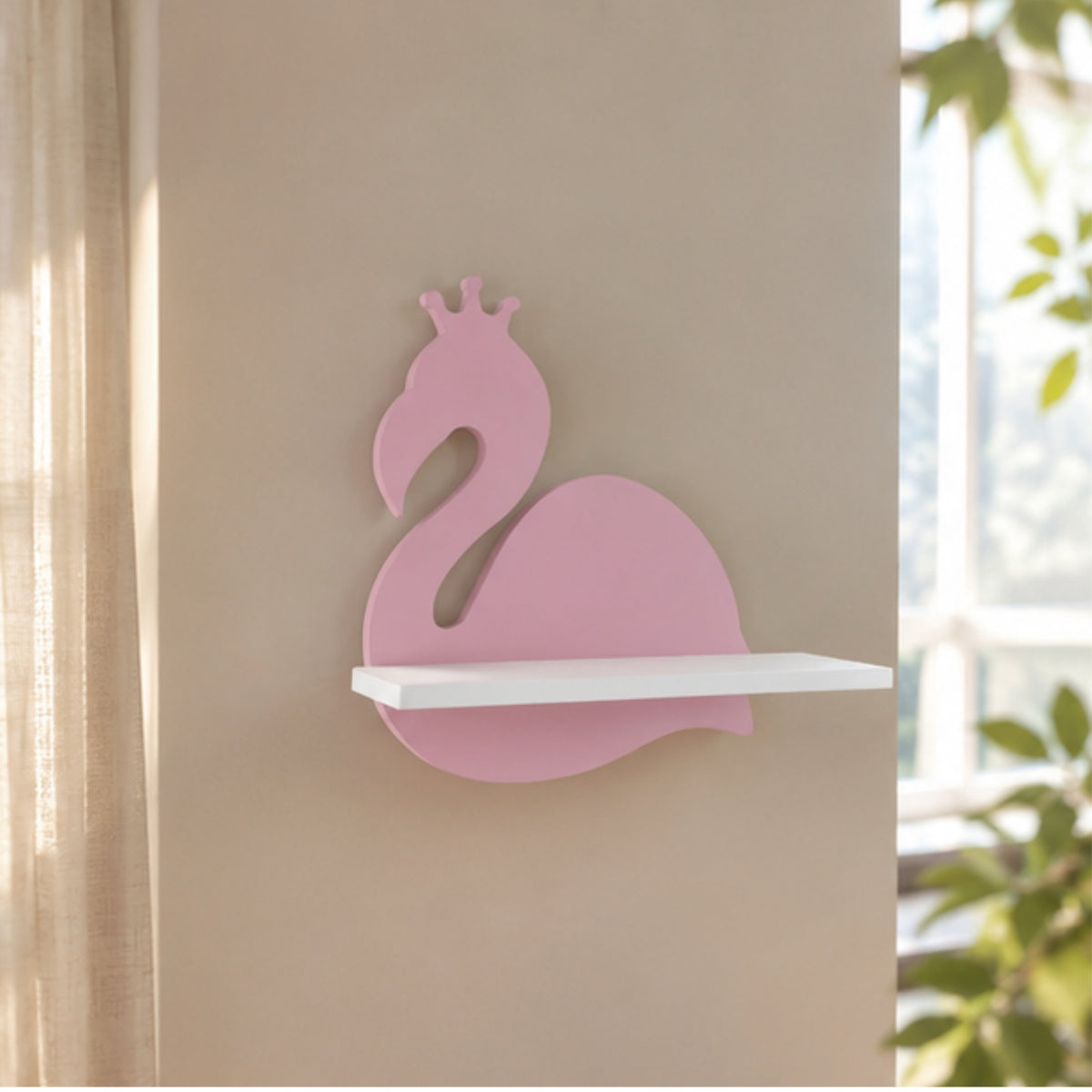 Wooden Flamingo Shelf