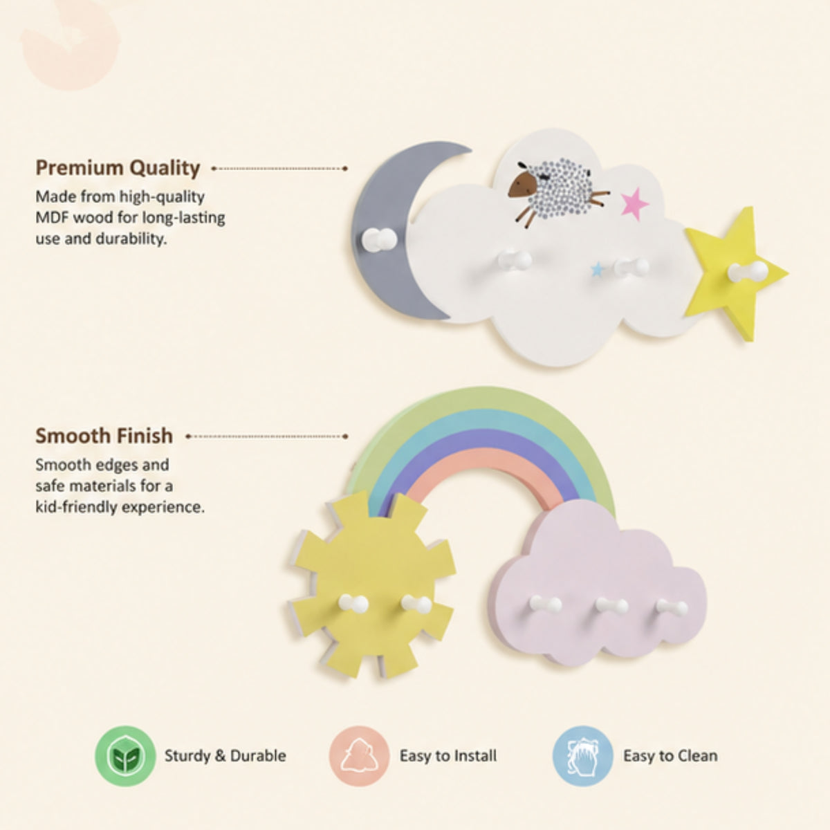 Wooden Cloud Hook Hanger