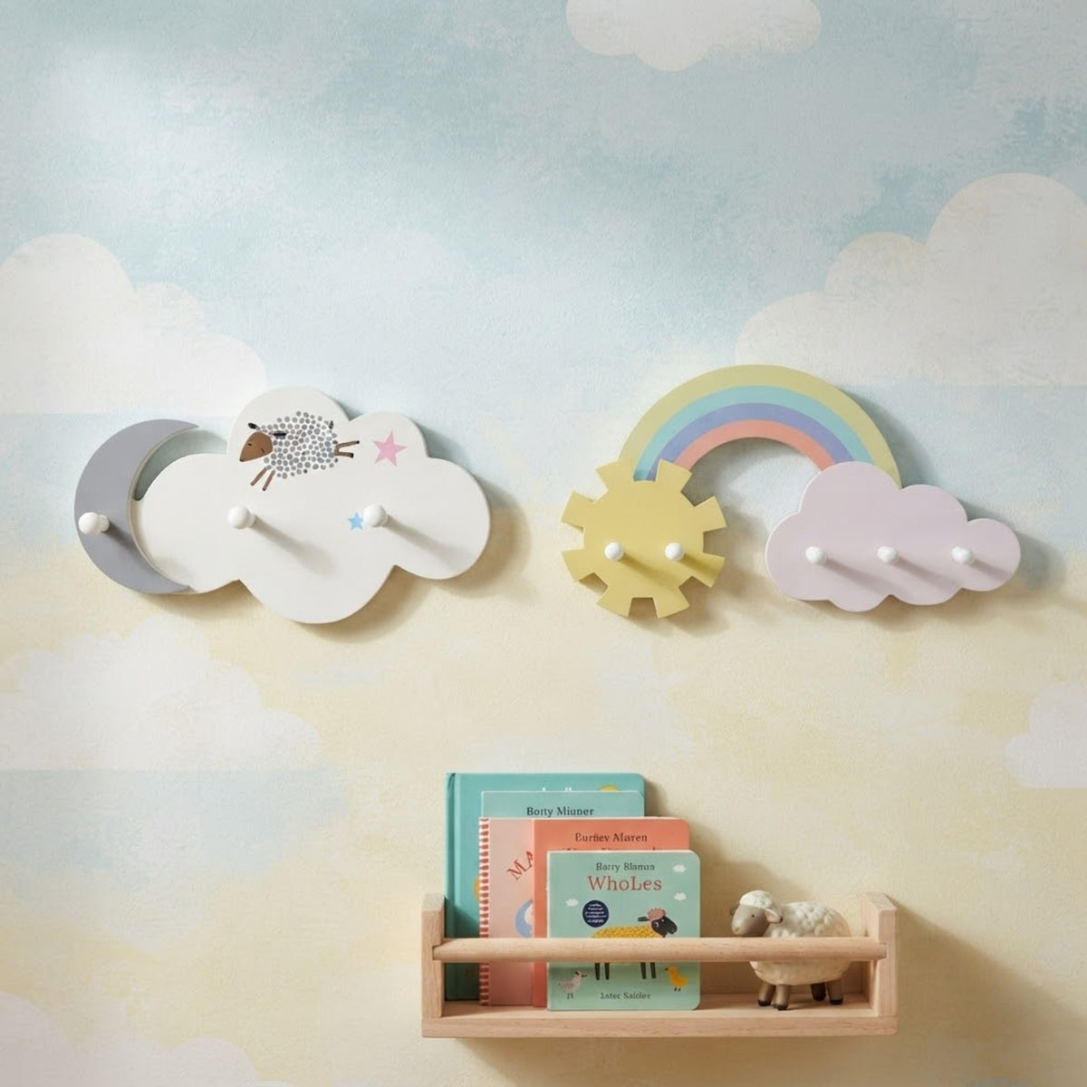 Wooden Cloud Hook Hanger