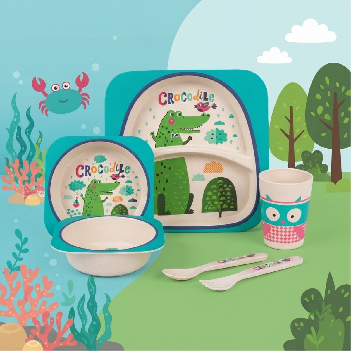 Kids Dinnerware Bamboo Fibre Set of 5