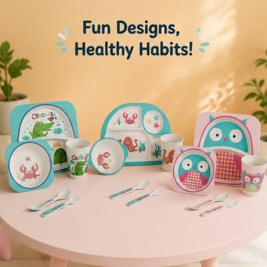 Kids Dinnerware Bamboo Fibre Set of 5