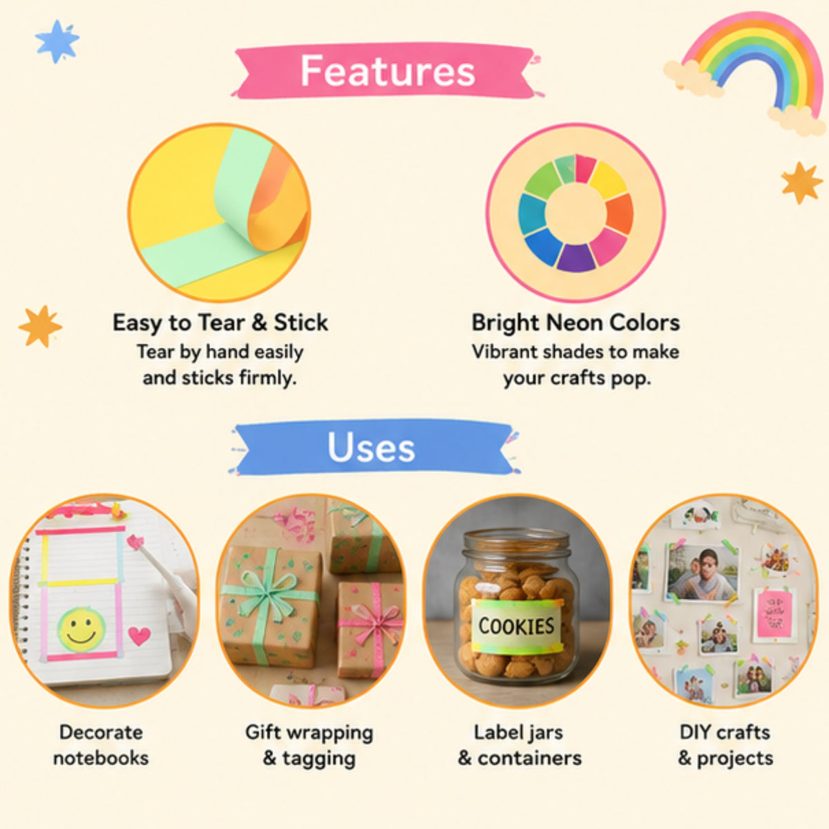Neon Washi Tape Set