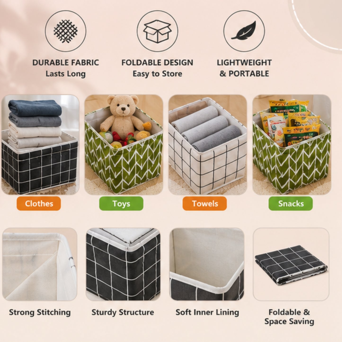 Foldable Cloth Storage Box (Set of 4)