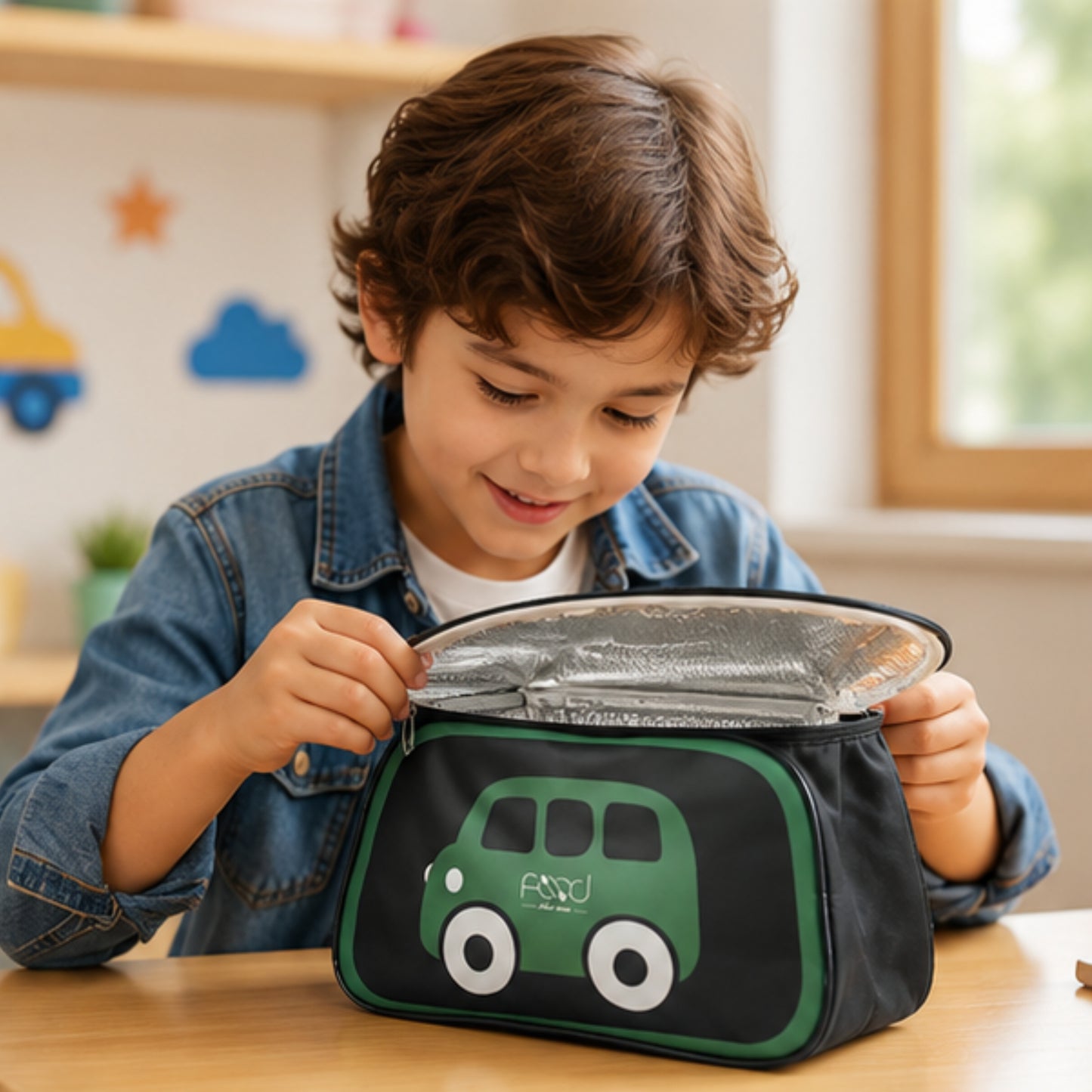 Car Print Insulated Lunch Bag