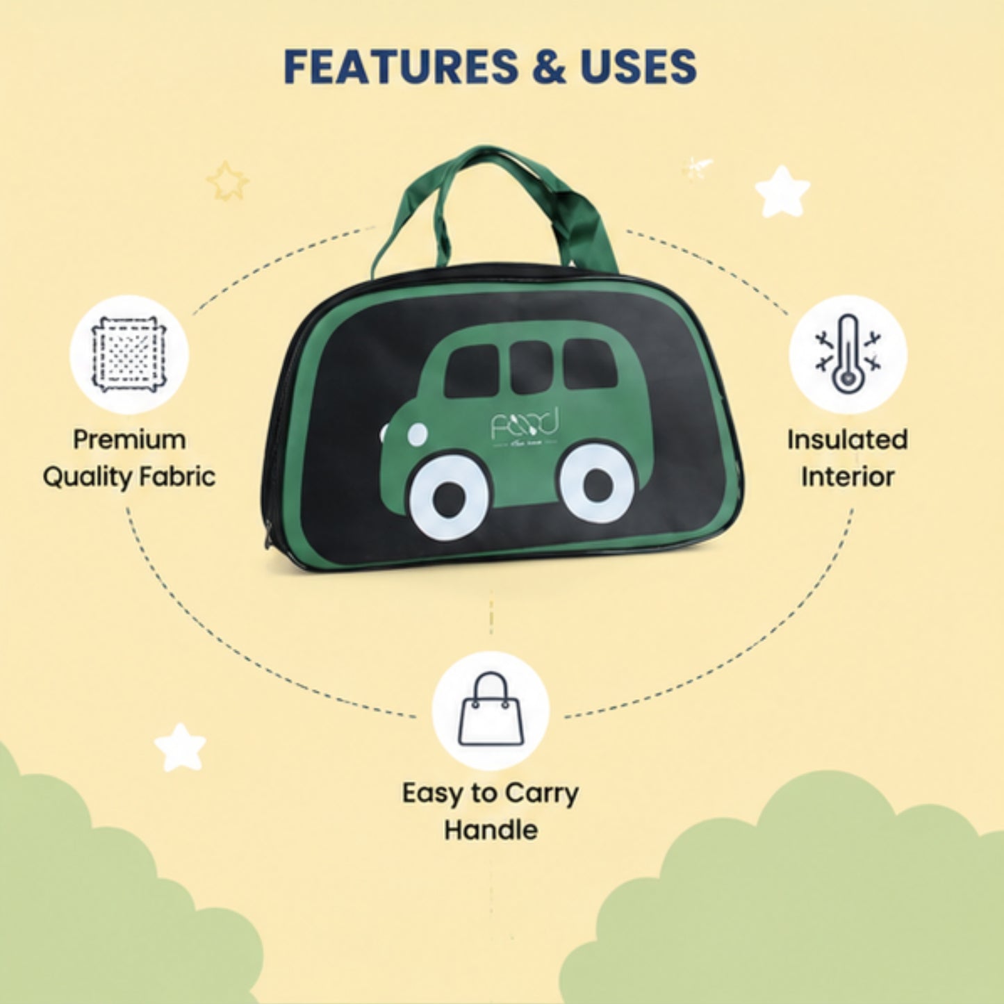 Car Print Insulated Lunch Bag