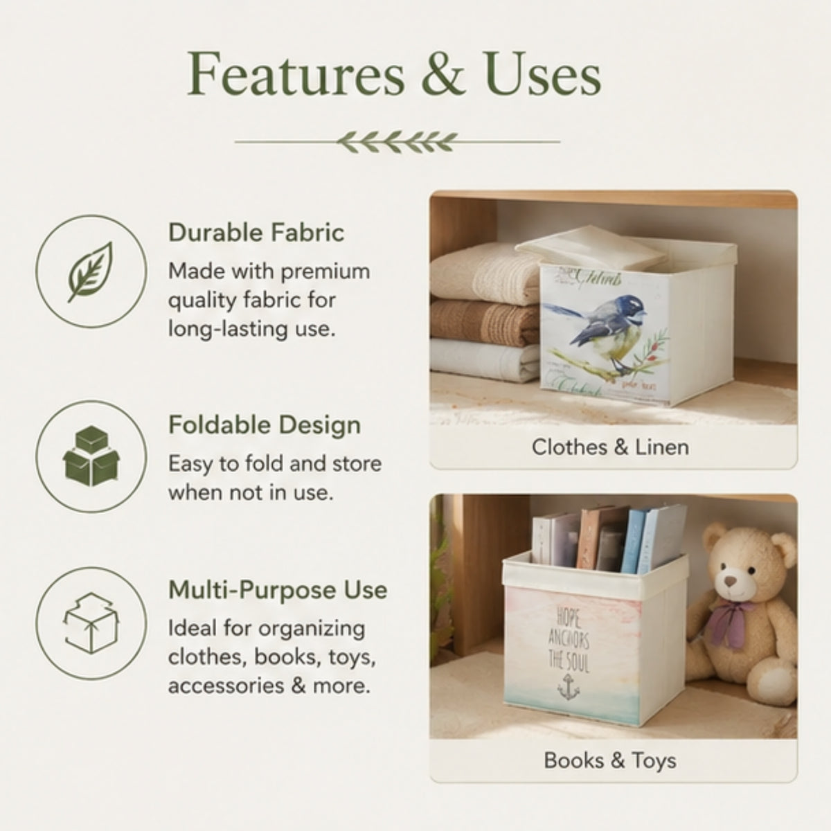 Fabric Storage Box with Lid