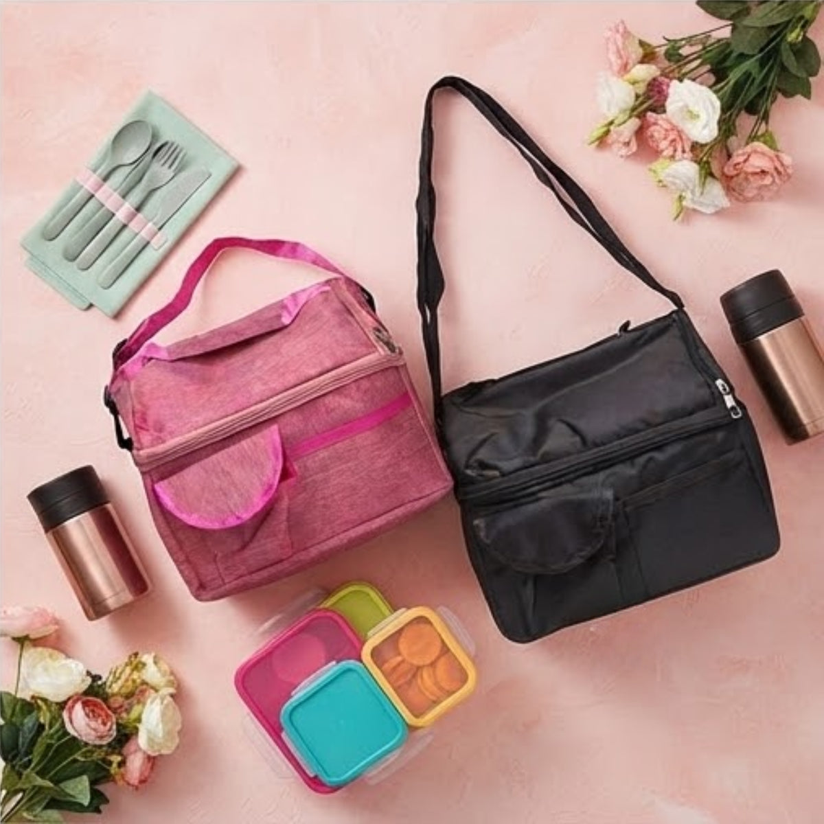 Double Layer Insulated Lunch Bag