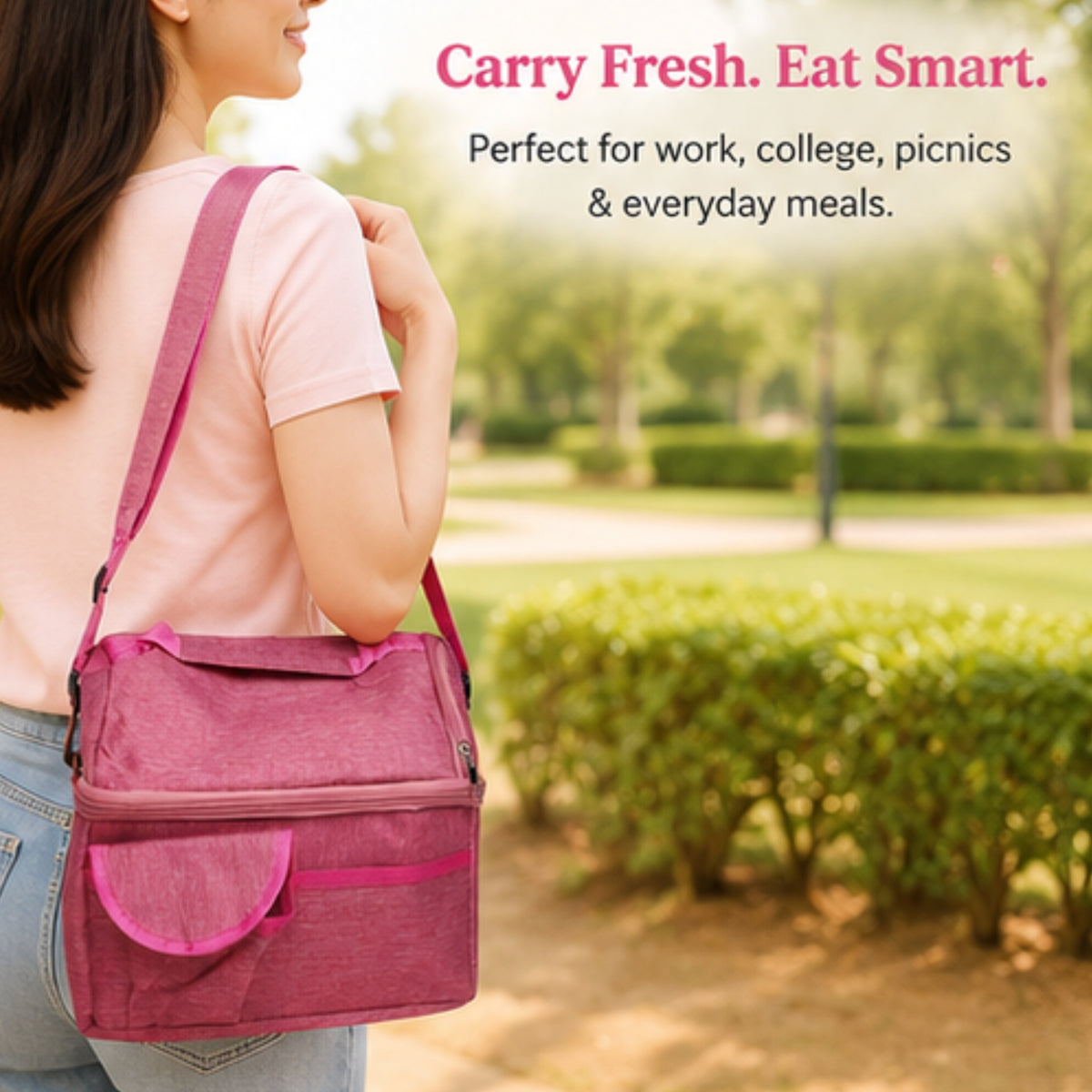 Double Layer Insulated Lunch Bag