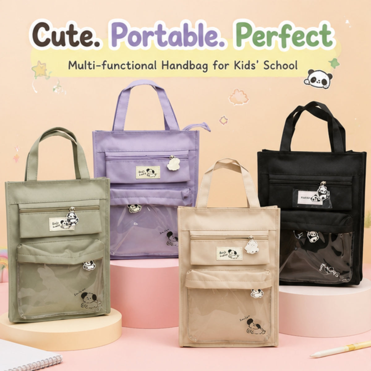 Kids Multi-Pocket Tote Bag