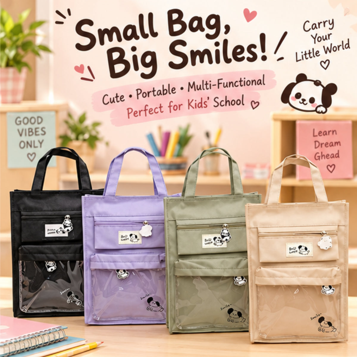 Kids Multi-Pocket Tote Bag