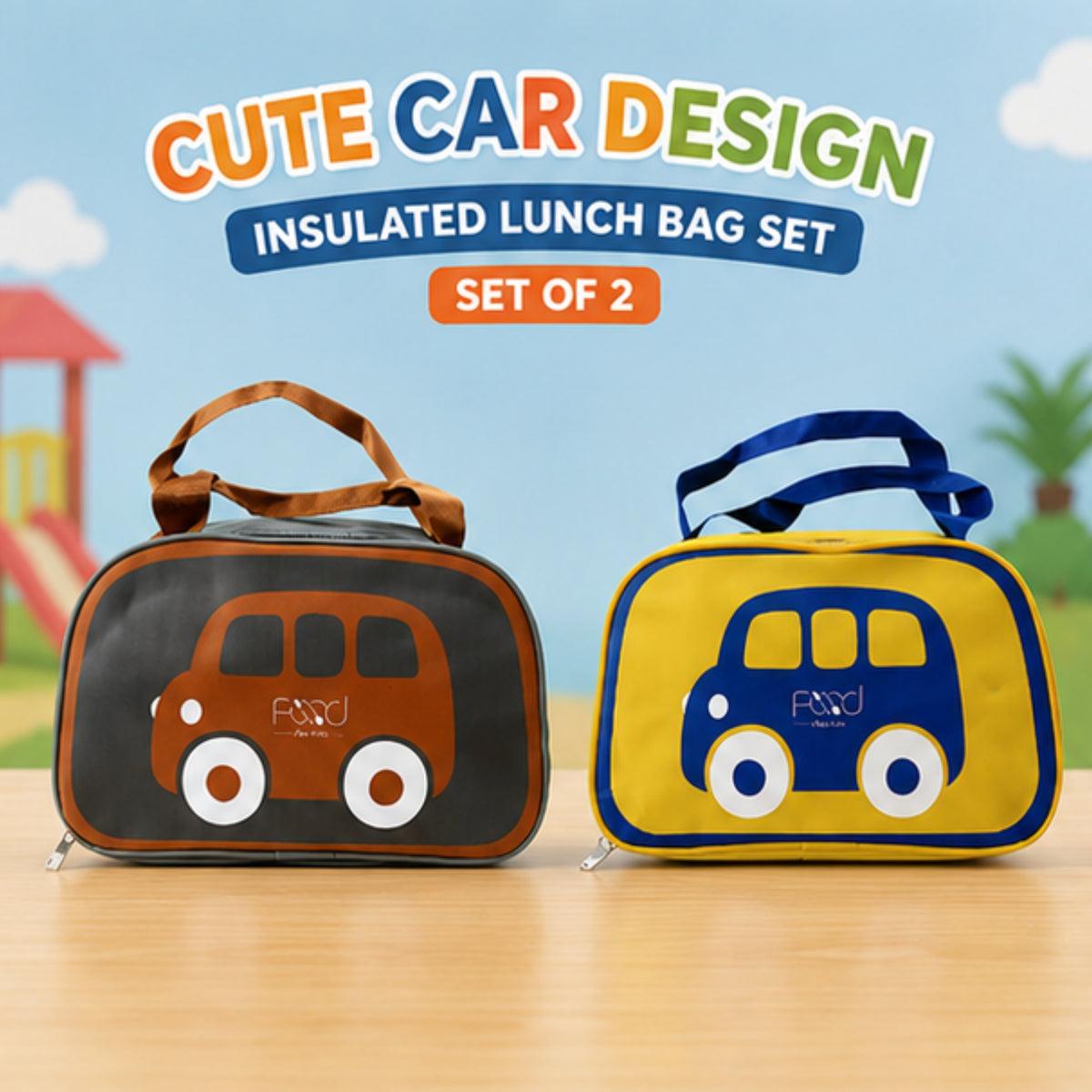 Cute Car Kids Lunch Bags (Set of 2)