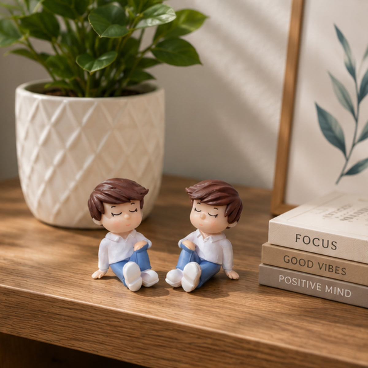 Sitting Boy & Girl Miniature Set