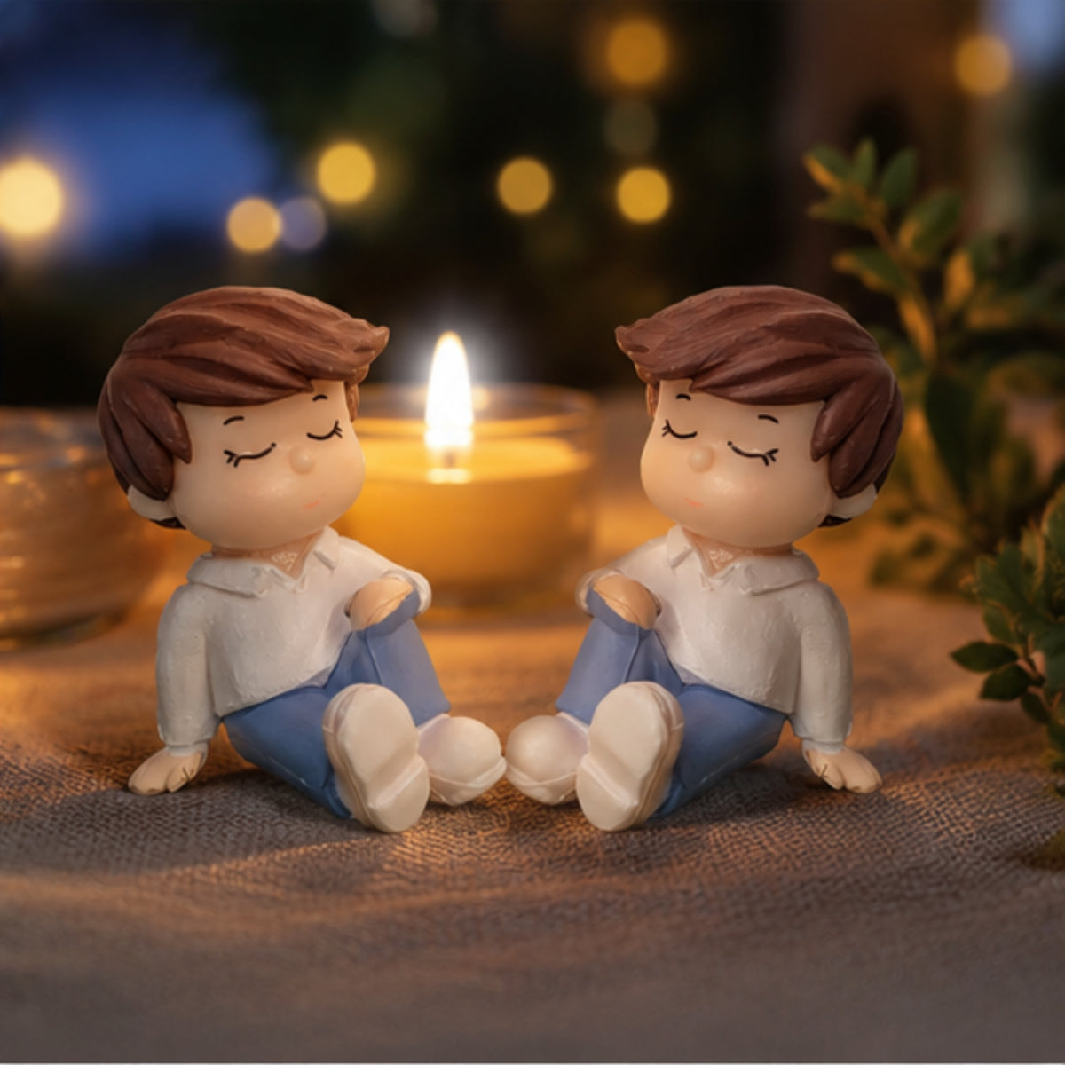 Sitting Boy & Girl Miniature Set
