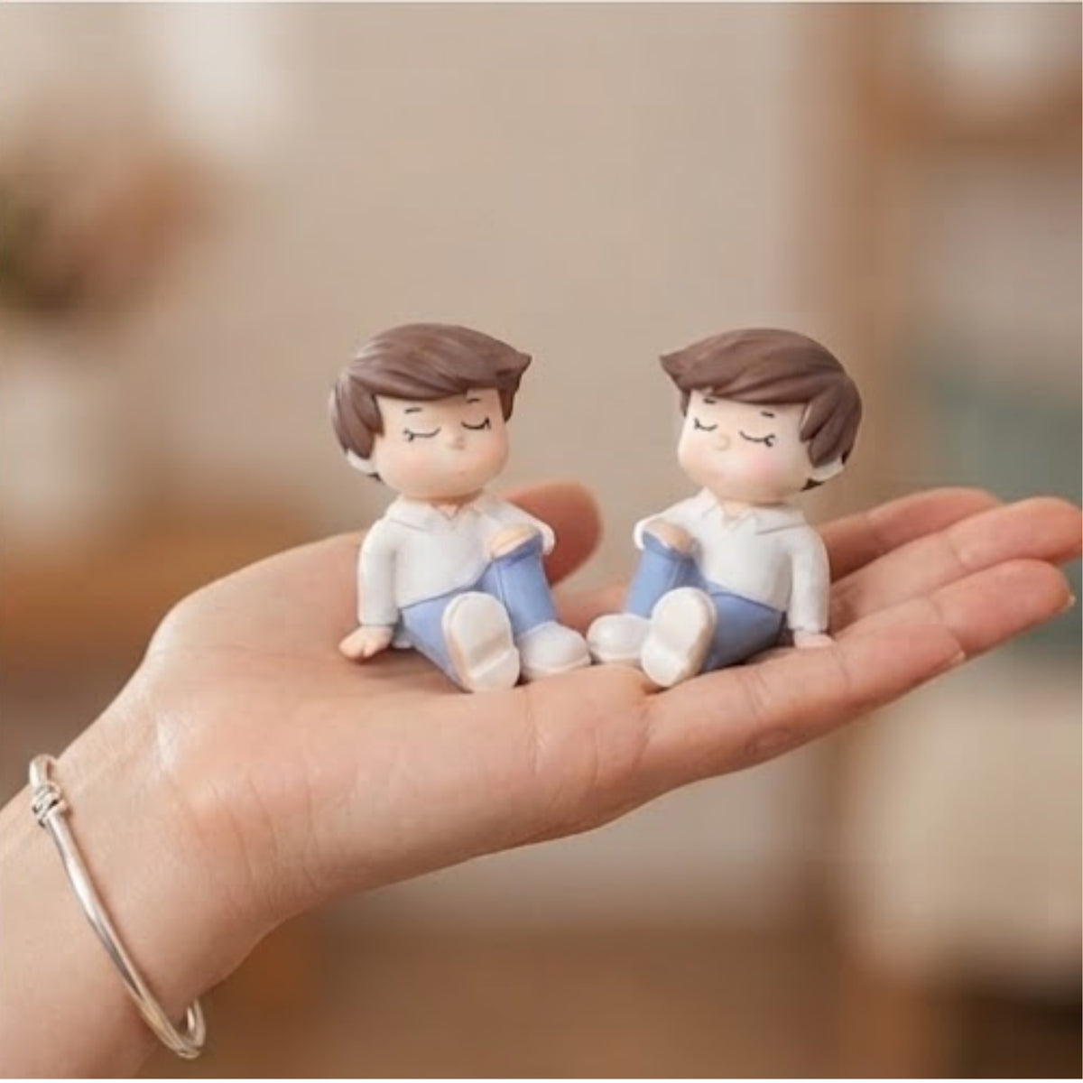 Sitting Boy & Girl Miniature Set