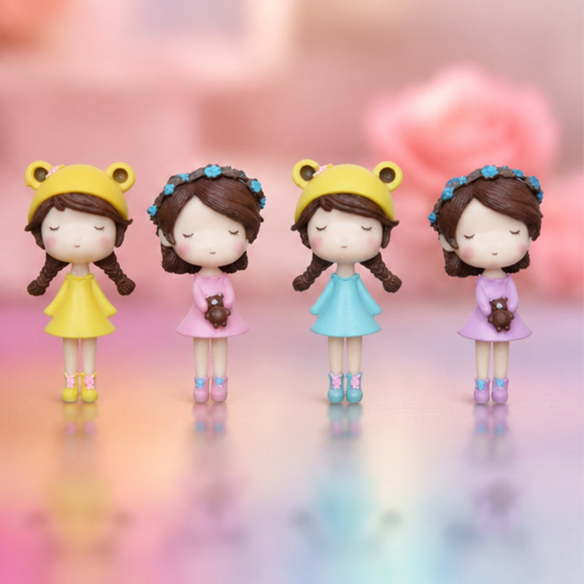 Set of 4 Girls Miniature Figurines