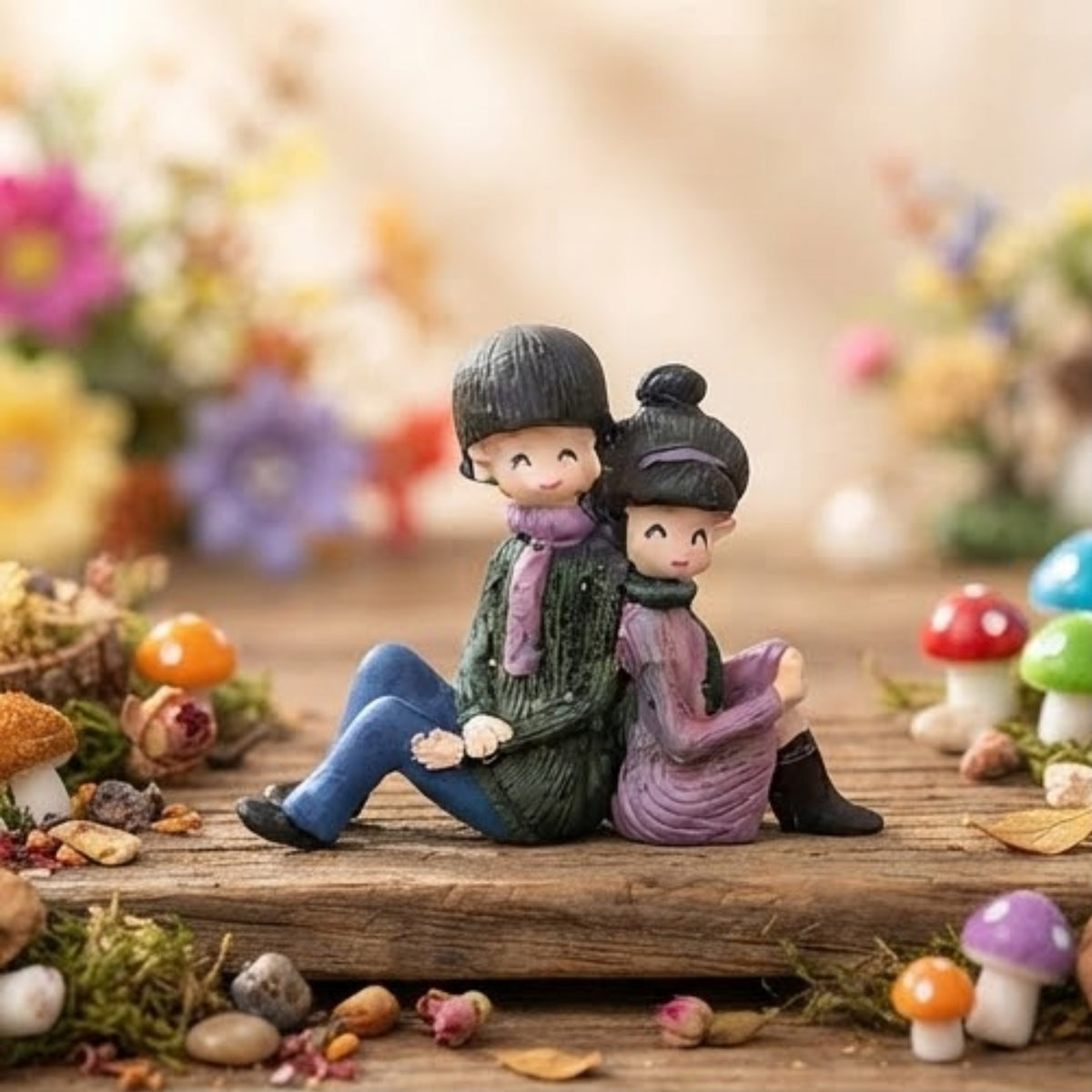 Couple Sitting Back to Back Miniature