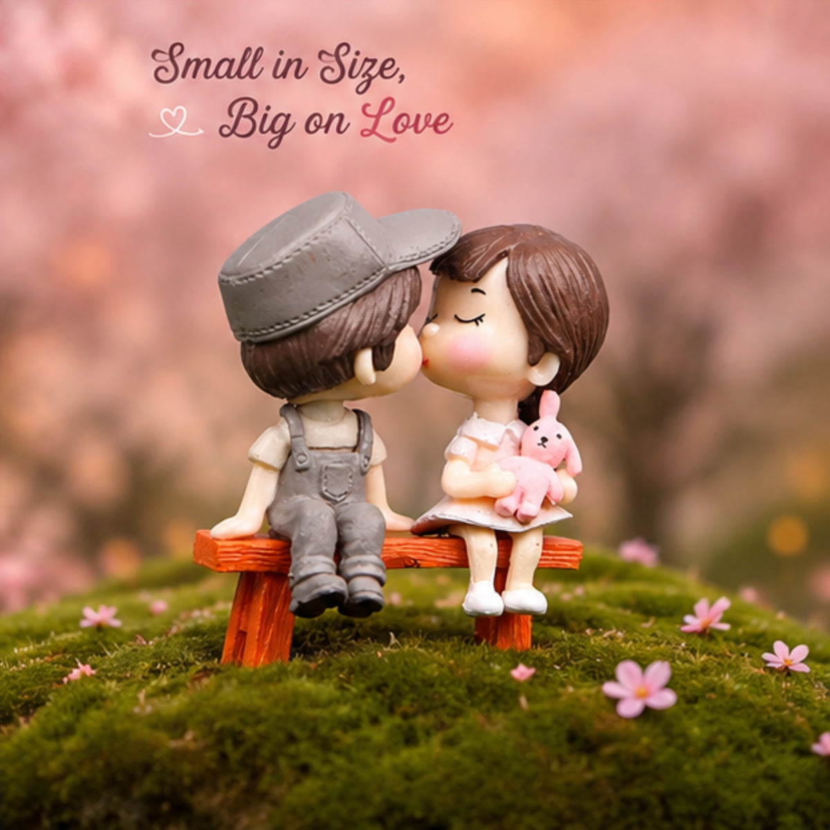 Girl & Boy on Bench Miniature (Grey & Blue)