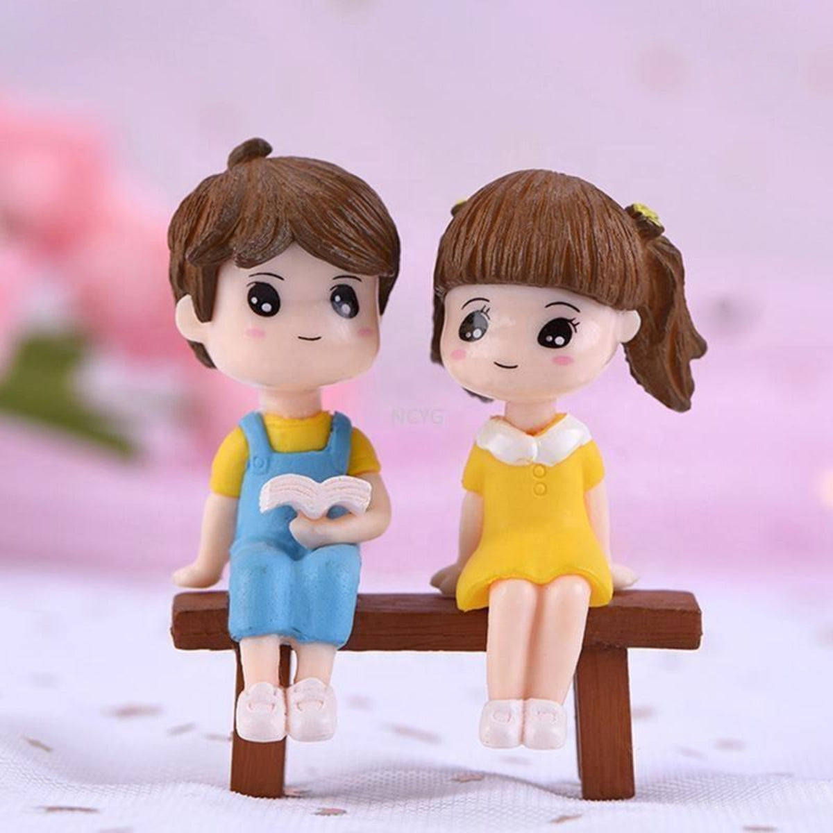 Small Kids on Bench Miniature Set
