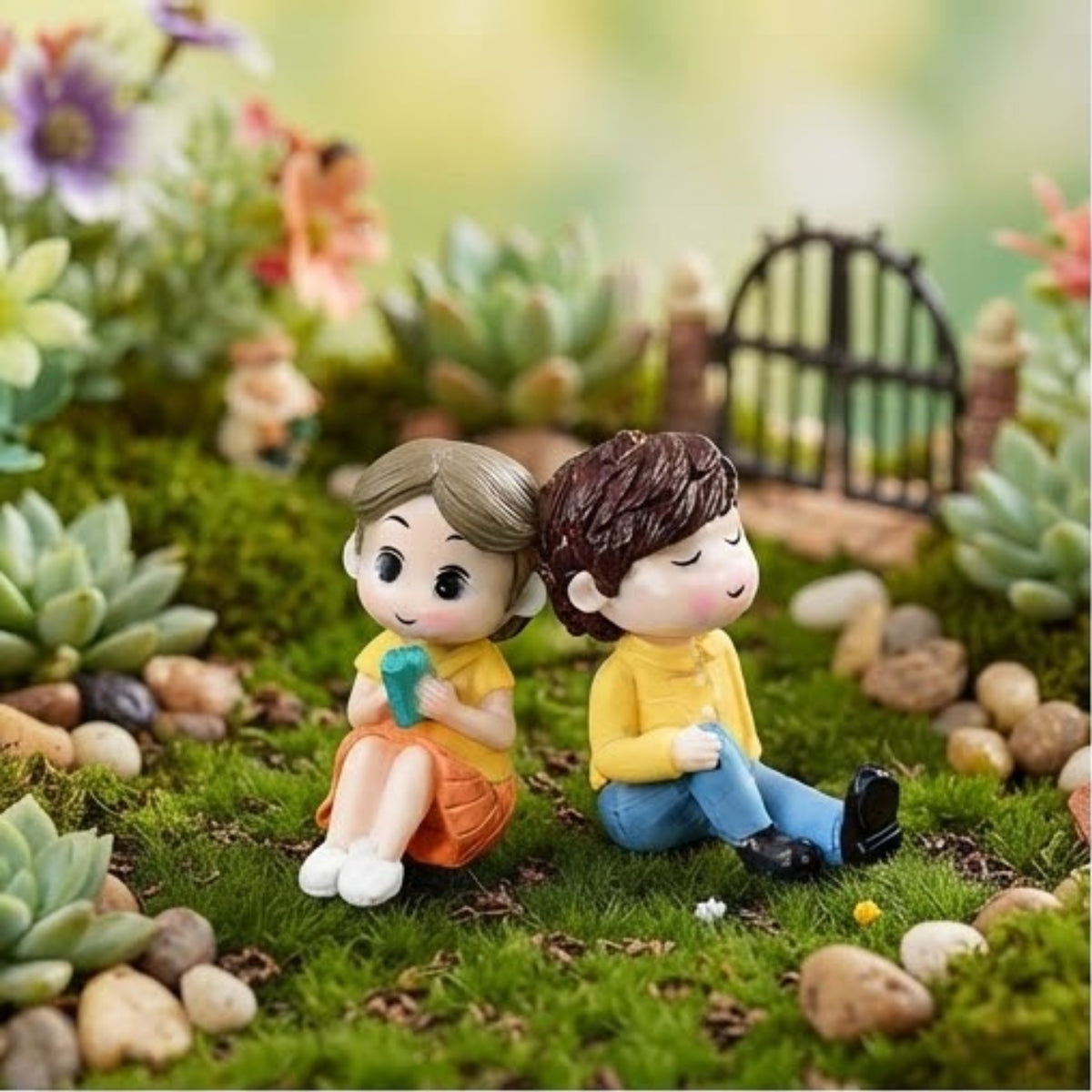 Kids Sitting Sipping Miniature Set