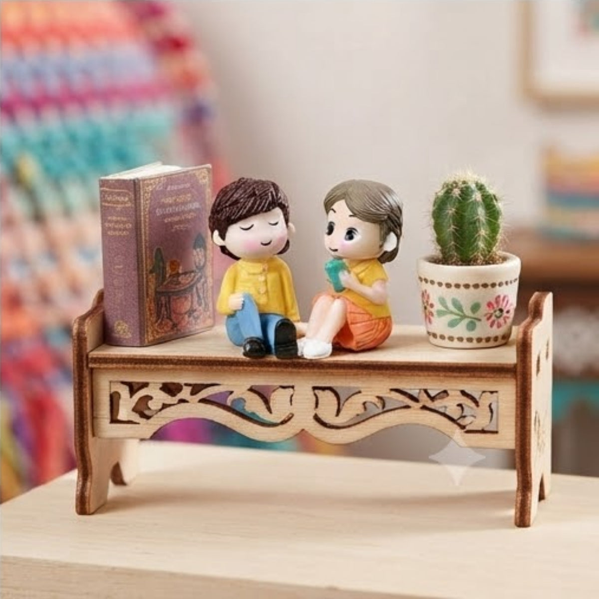 Kids Sitting Sipping Miniature Set