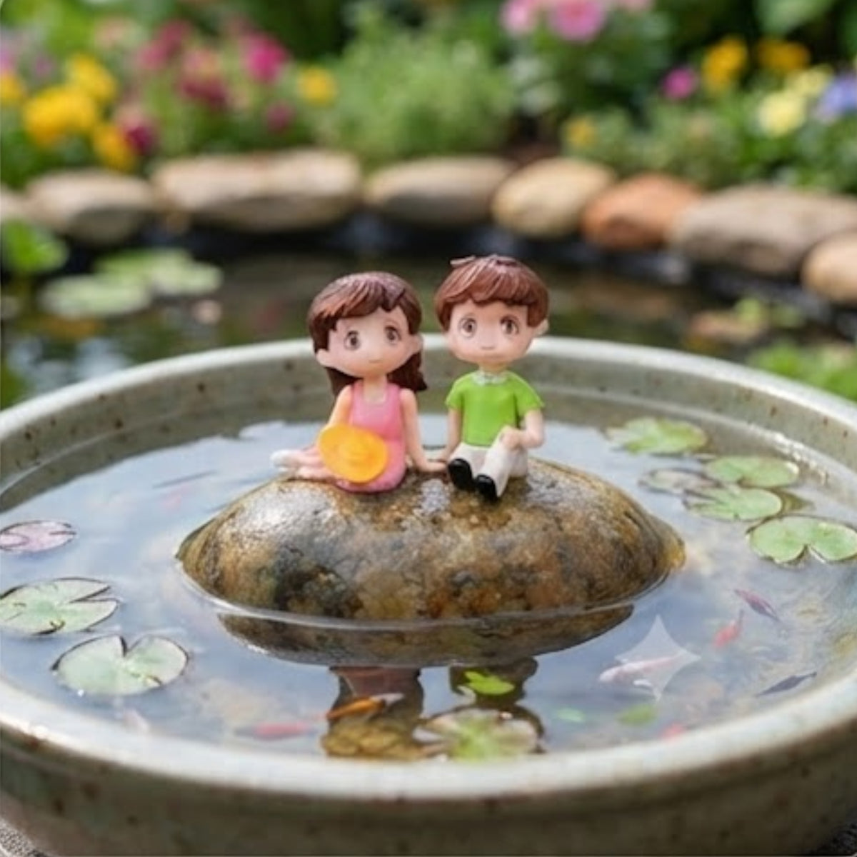 Girl & Boy Sitting Couple Miniature