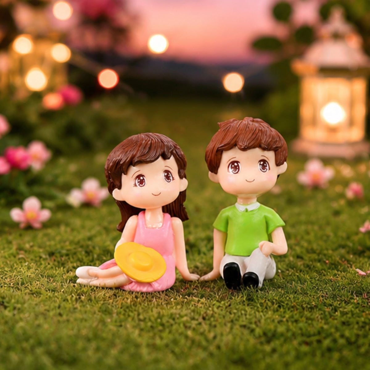 Girl & Boy Sitting Couple Miniature