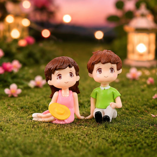 Girl & Boy Sitting Couple Miniature