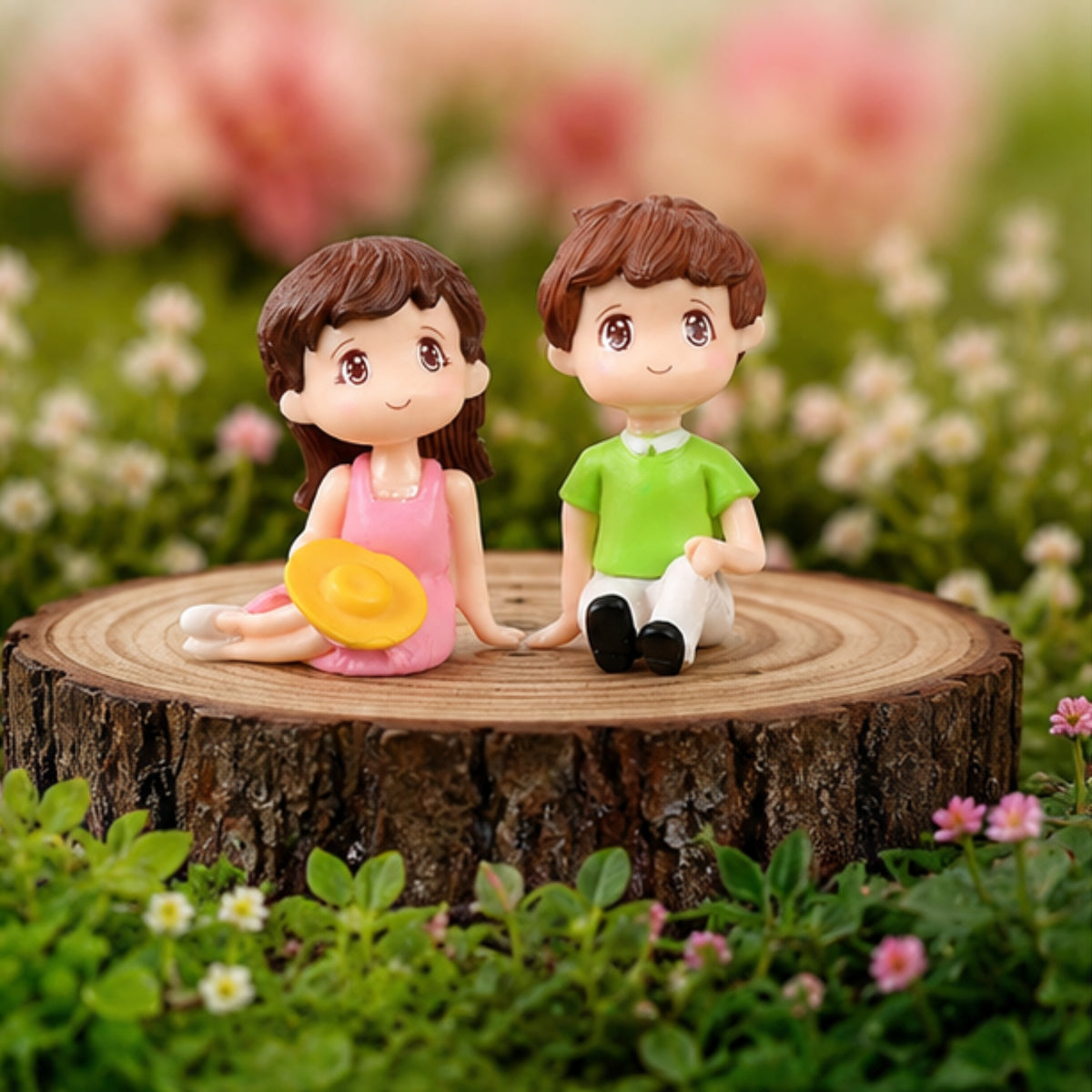 Girl & Boy Sitting Couple Miniature