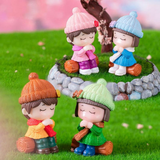 Kids with Bonfire Miniature (Brown & Green)