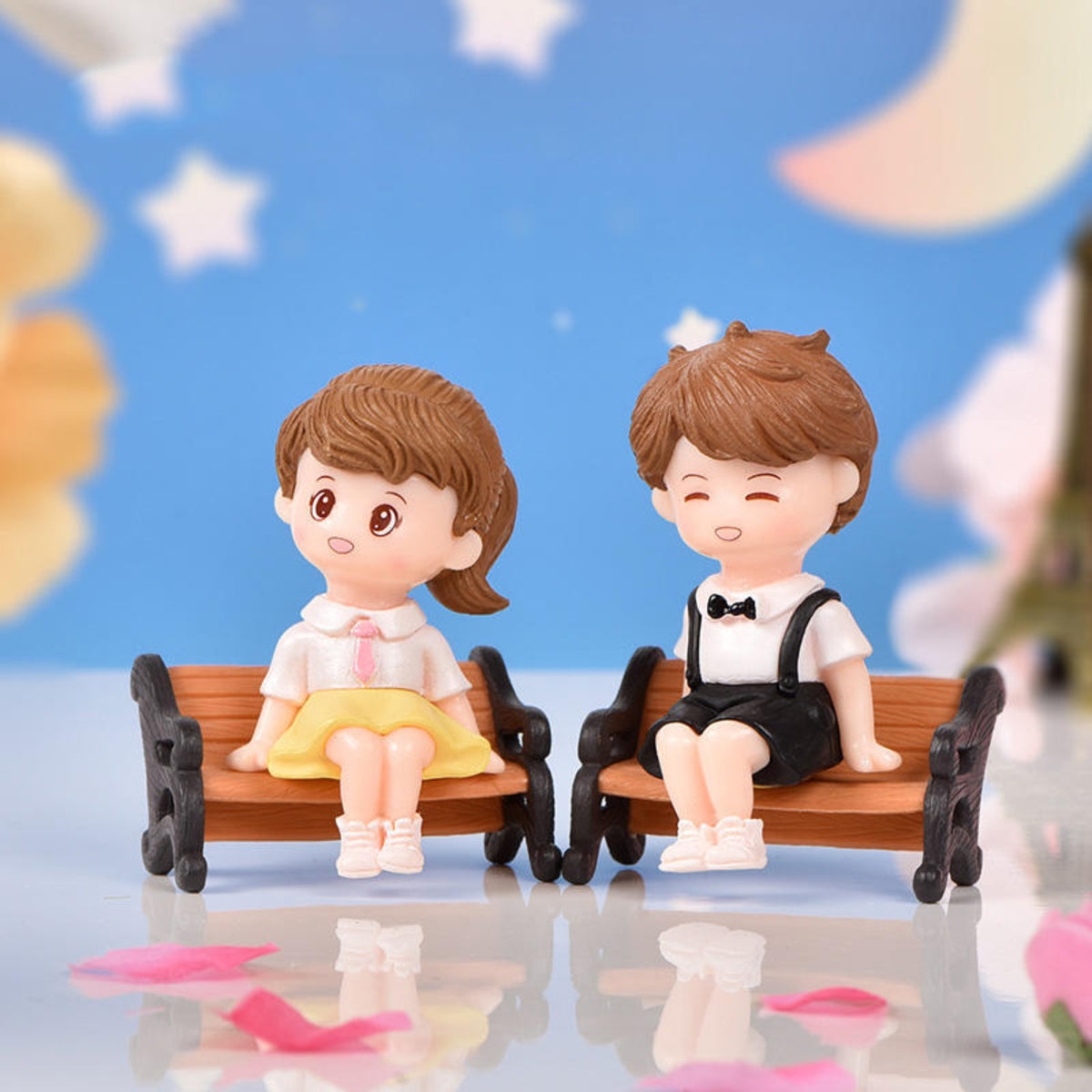 Sitting School Kids Miniature (Blue & Pink)