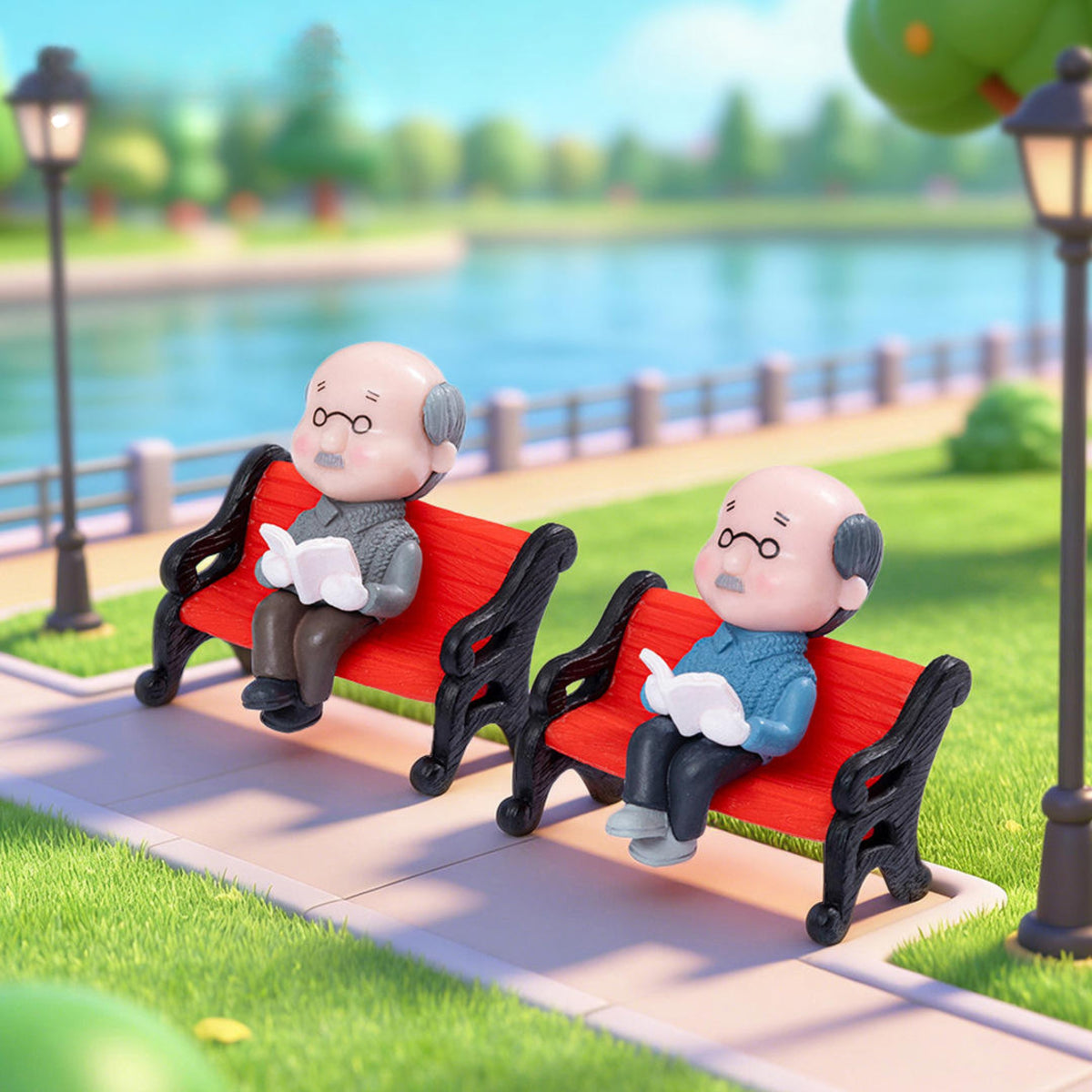 Grandparents on Bench Miniature