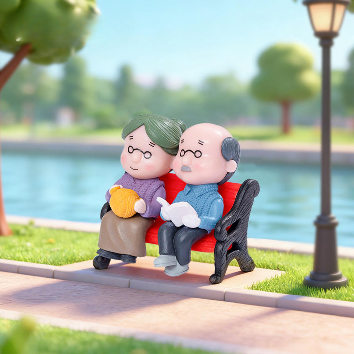 Grandparents on Bench Miniature