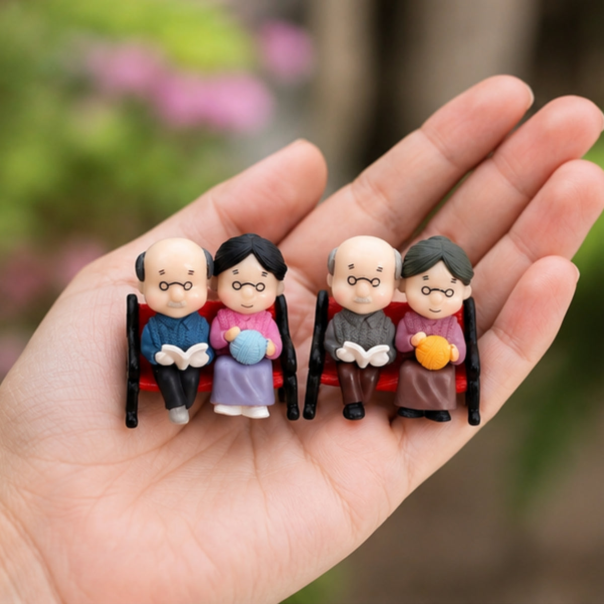 Grandparents on Bench Miniature