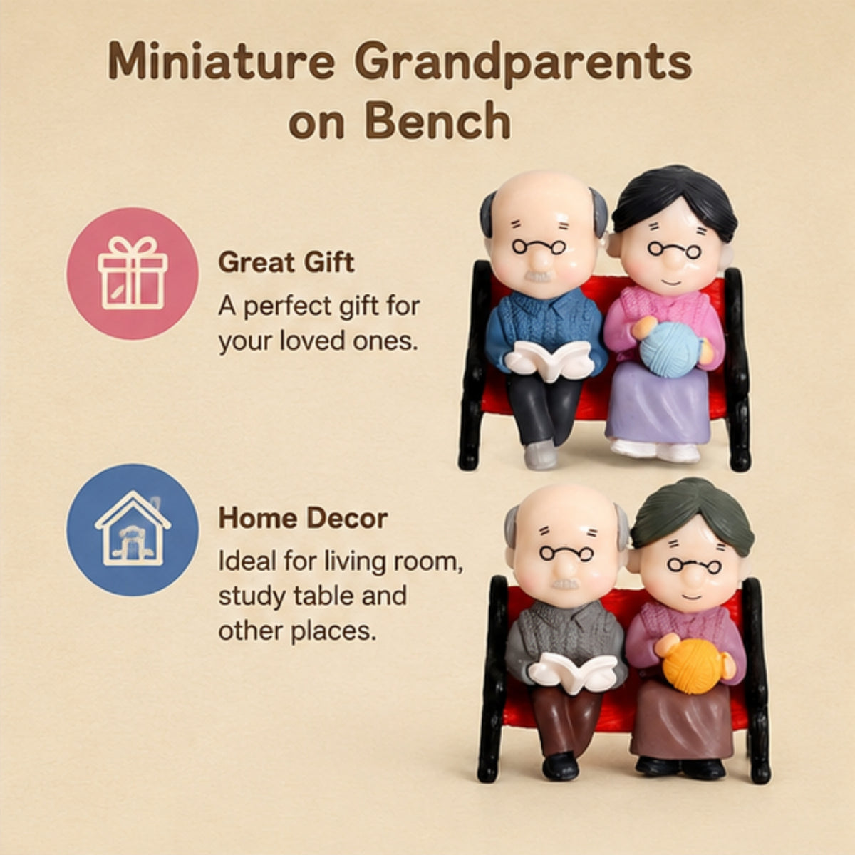 Grandparents on Bench Miniature