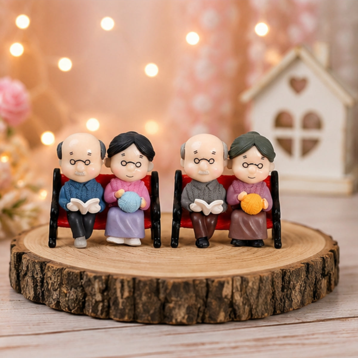 Grandparents on Bench Miniature