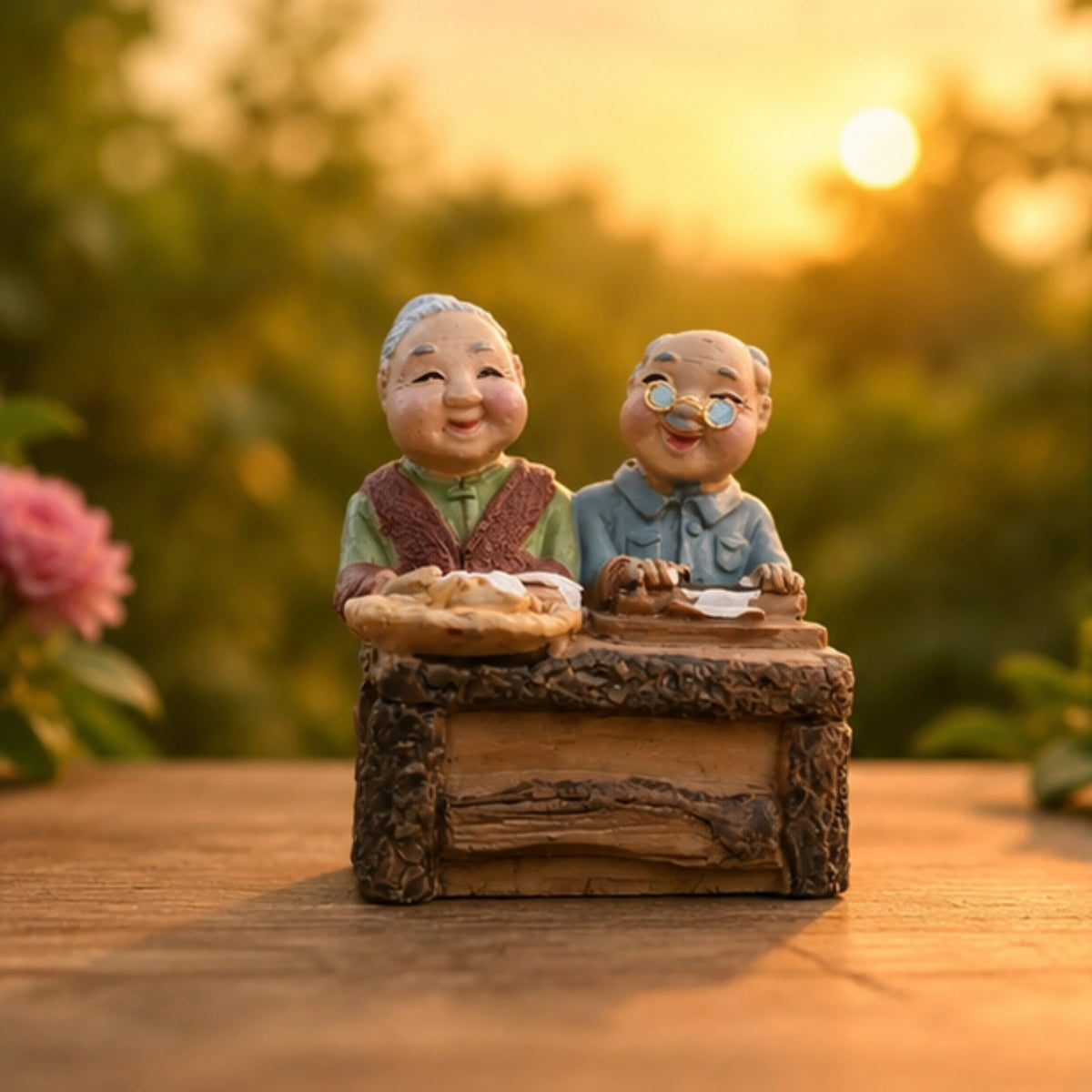 Old Couple Cooking Miniature