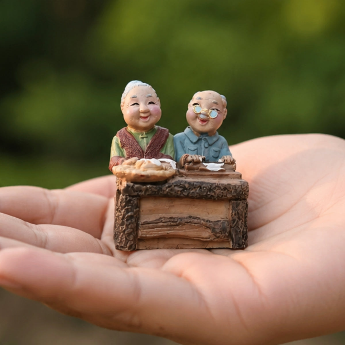 Old Couple Cooking Miniature