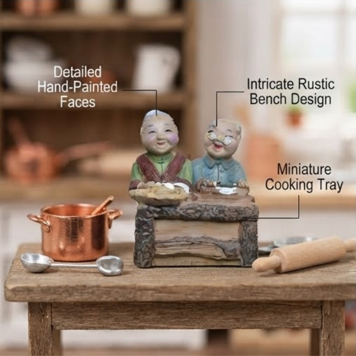 Old Couple Cooking Miniature