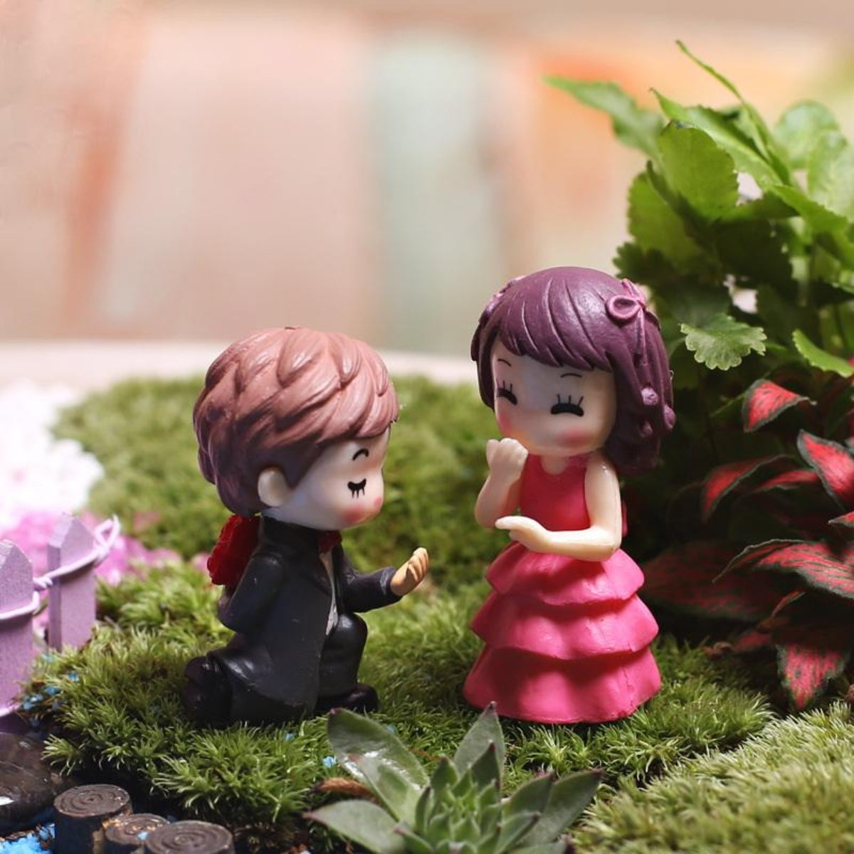 Small Proposing Couple Miniature