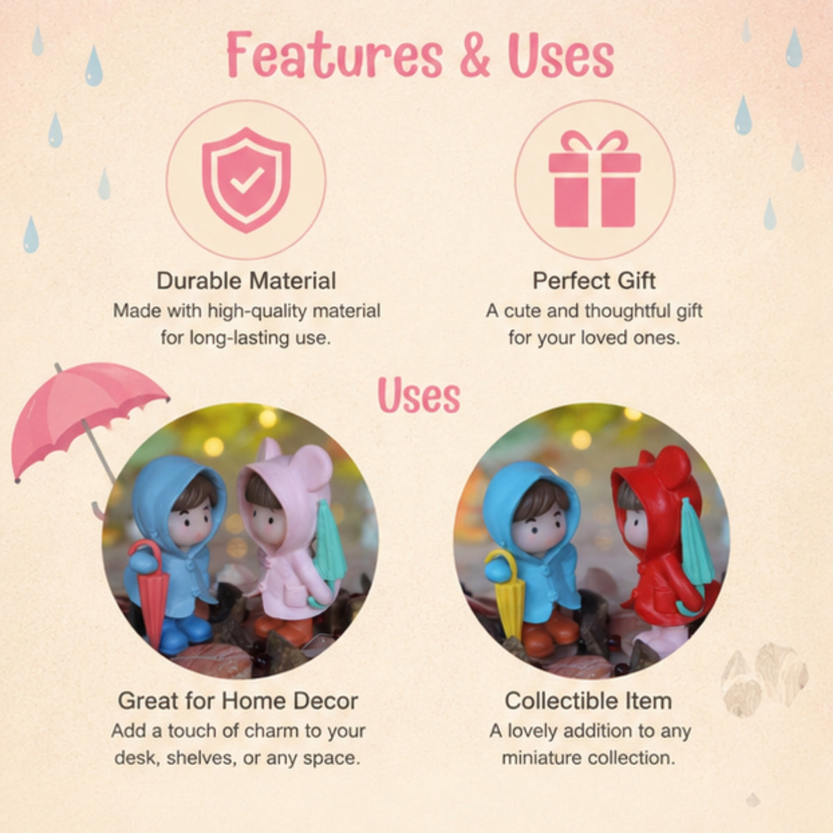 Raincoat Couple Miniature (Red & Blue)