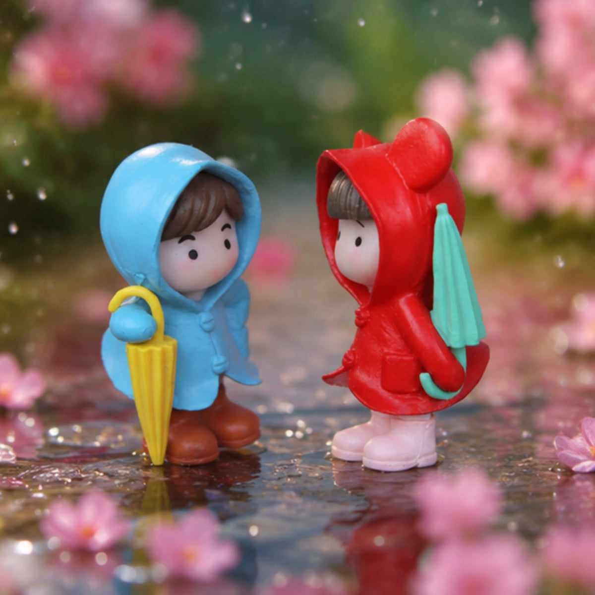 Raincoat Couple Miniature (Red & Blue)