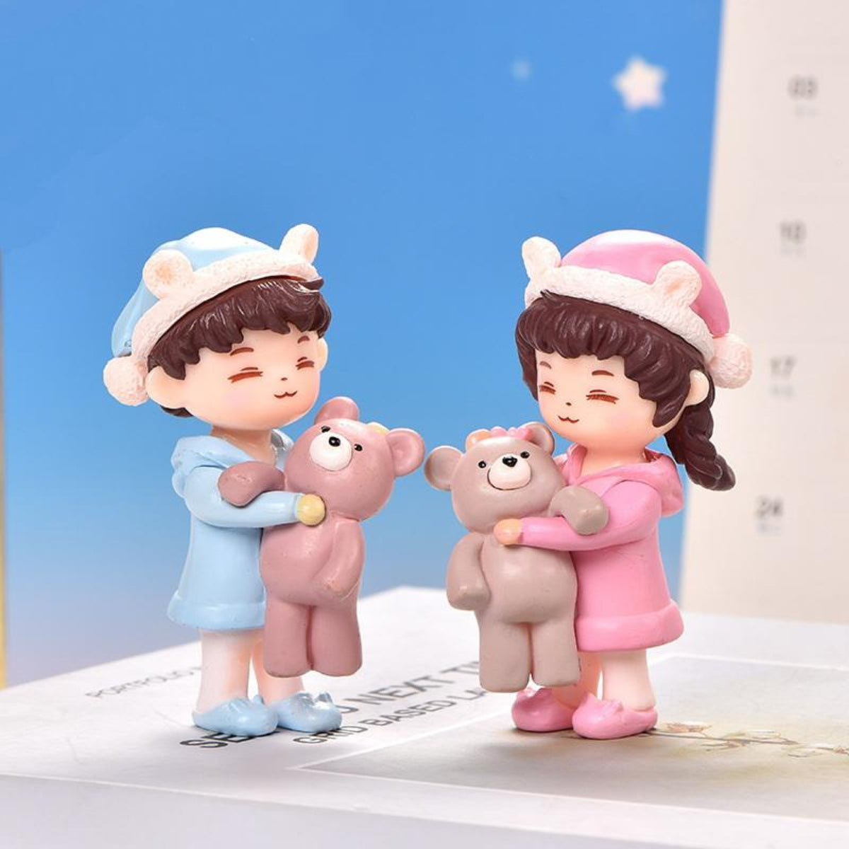 Couple Hugging Teddy Miniature