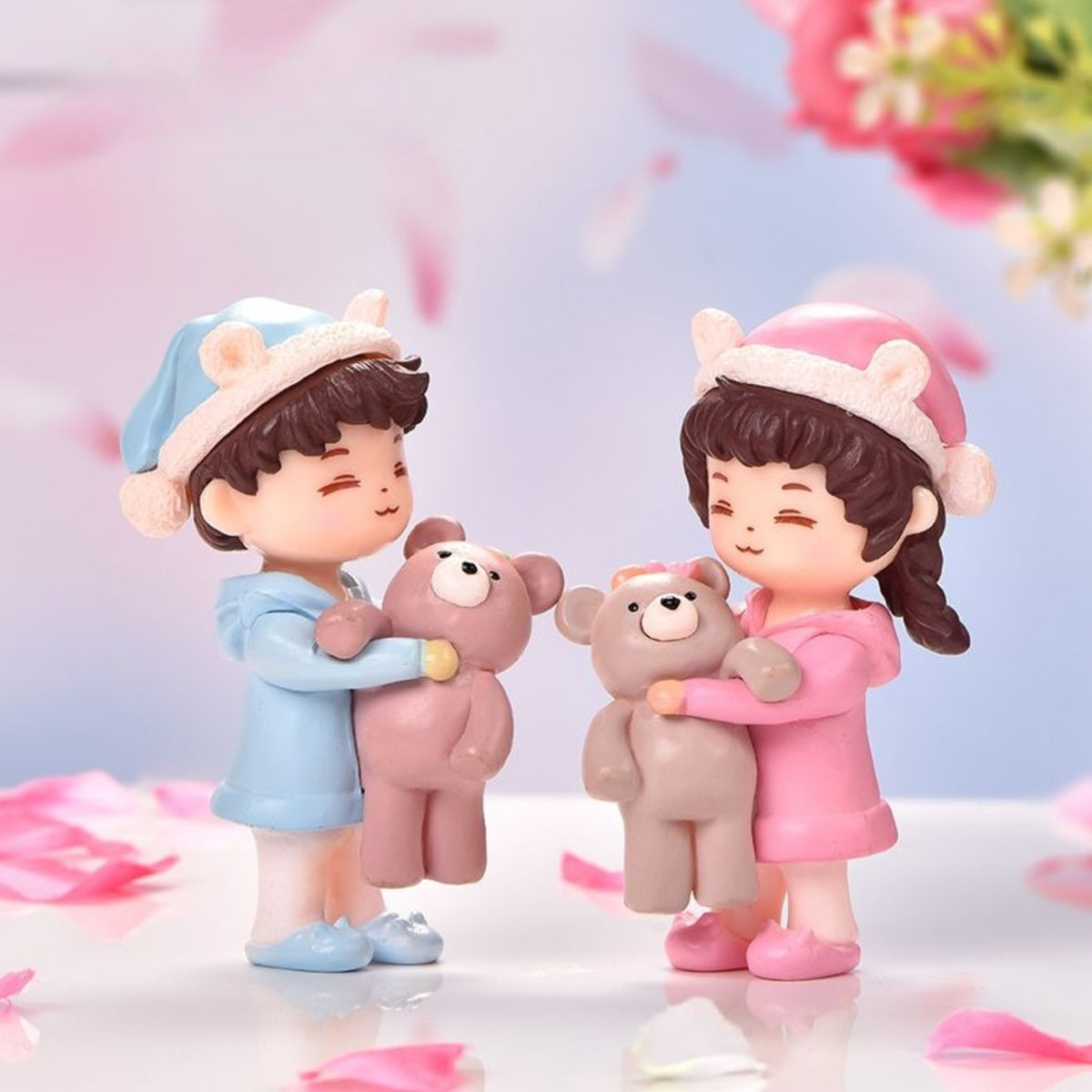 Couple Hugging Teddy Miniature