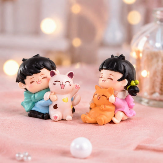 Couple Holding Kitty Miniature