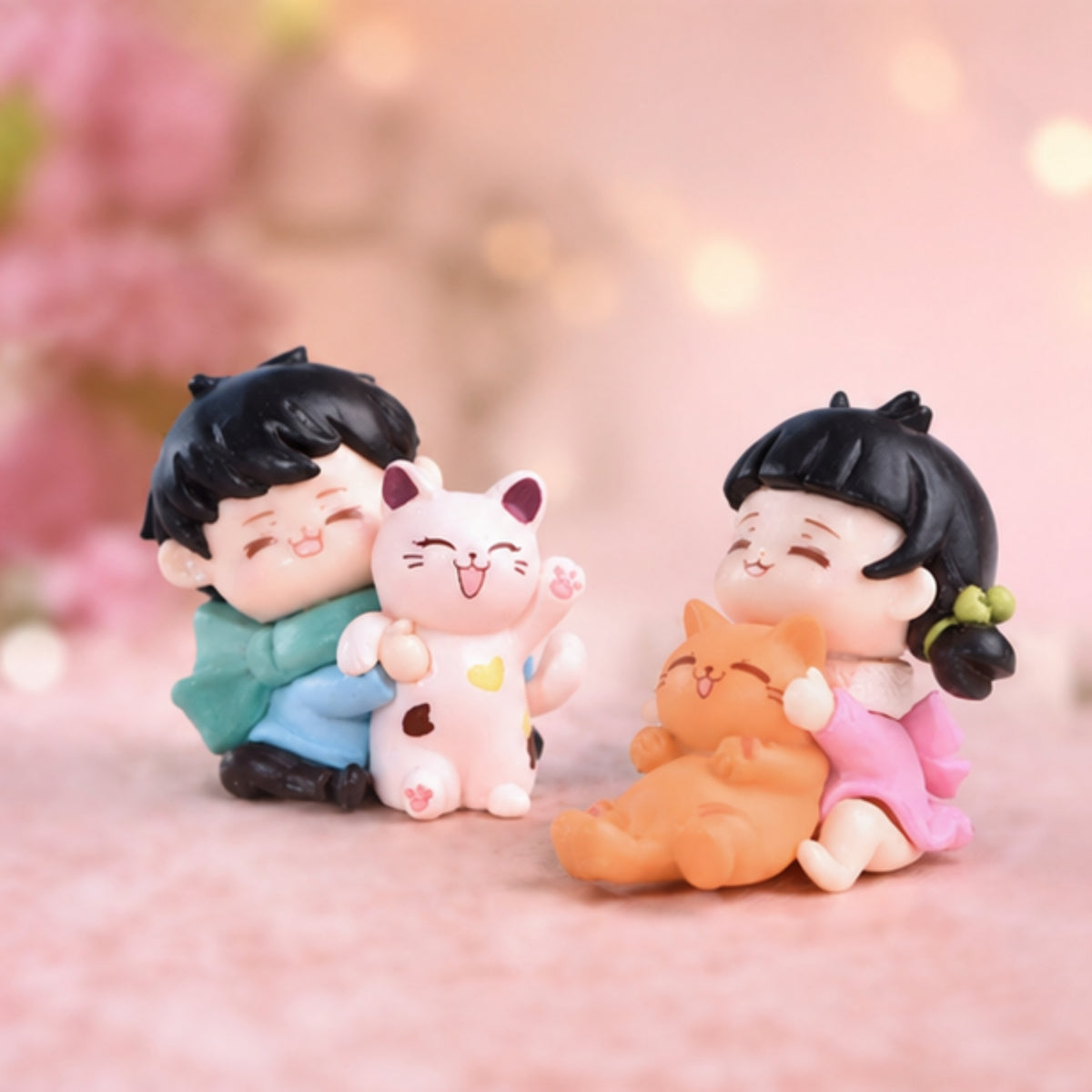 Couple Holding Kitty Miniature