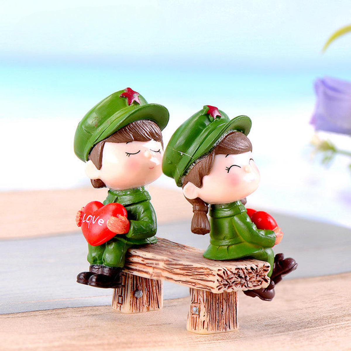 Army Couple with Heart Miniature