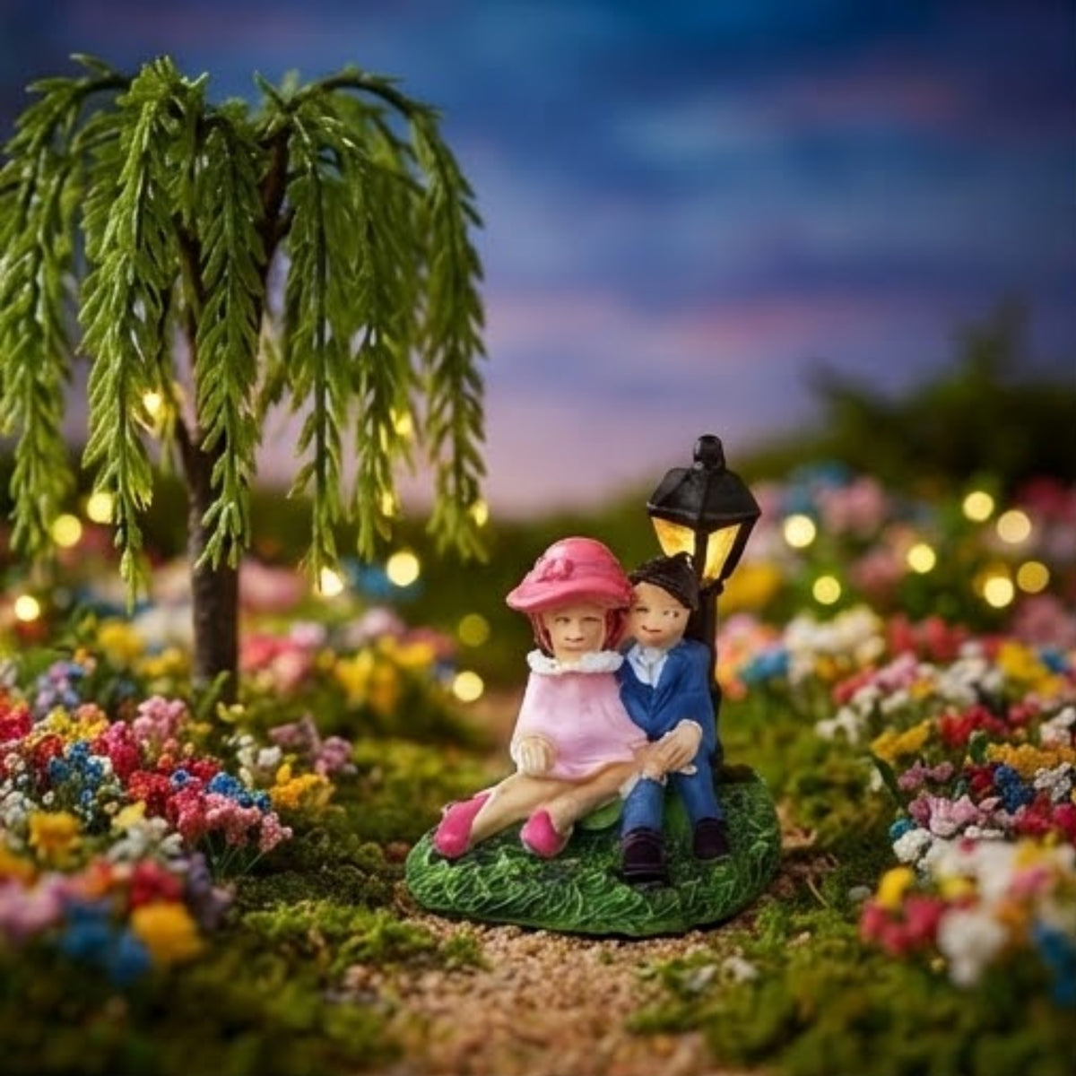 Couple Under Lamp Post Miniature