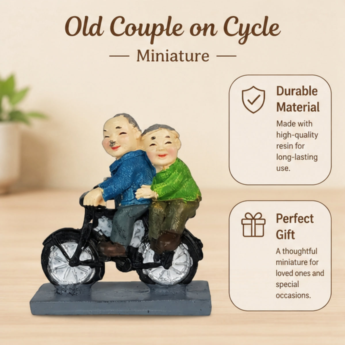 Old Couple on Cycle Miniature
